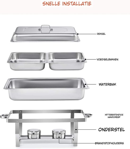 Kavo Warmhoud Bakken - Elektrische Voedselwarmer - Voedselwarmer voor Buffet & Catering - Zilver - 64cm × 36cm × 30cm — afbeelding 5