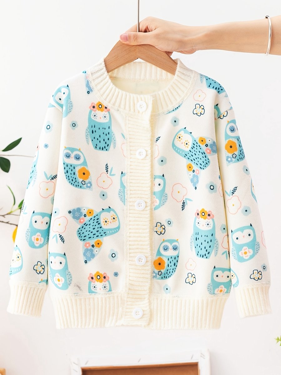 Currero Cardigan Jongens Vest Jongen Met Knopen Kinderen Warm Gebreid Vest Long 5-6 Jaar Uil