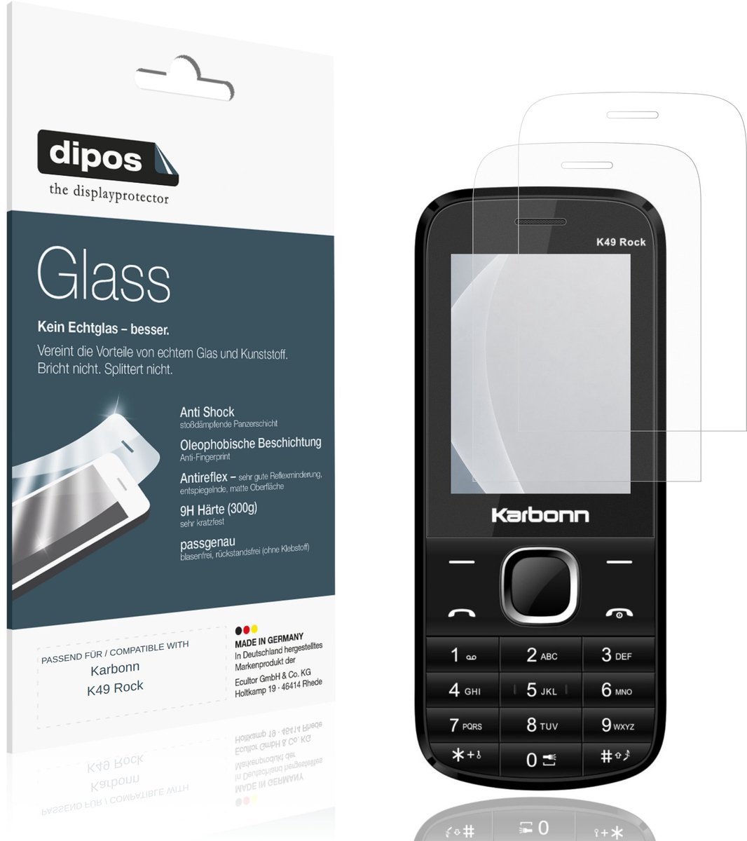 dipos – 2x Matte Pantserfolie geschikt voor Karbonn K49 Rock | 9H Screenprotector