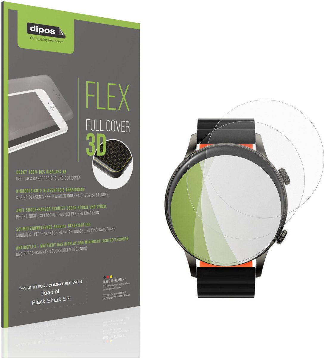 dipos FLEX – 2x Matte Screenprotector geschikt voor Xiaomi Black Shark S3 | Volledige Schermbescherming | Case-Friendly