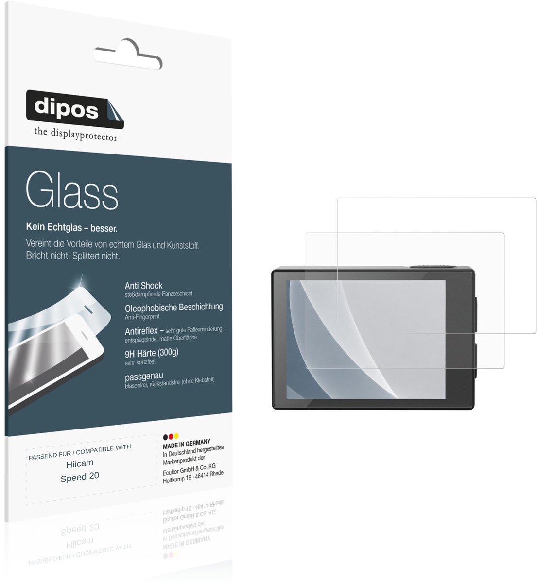 dipos – 2x Matte Pantserfolie geschikt voor Hiicam Speed 20 | 9H Screenprotector