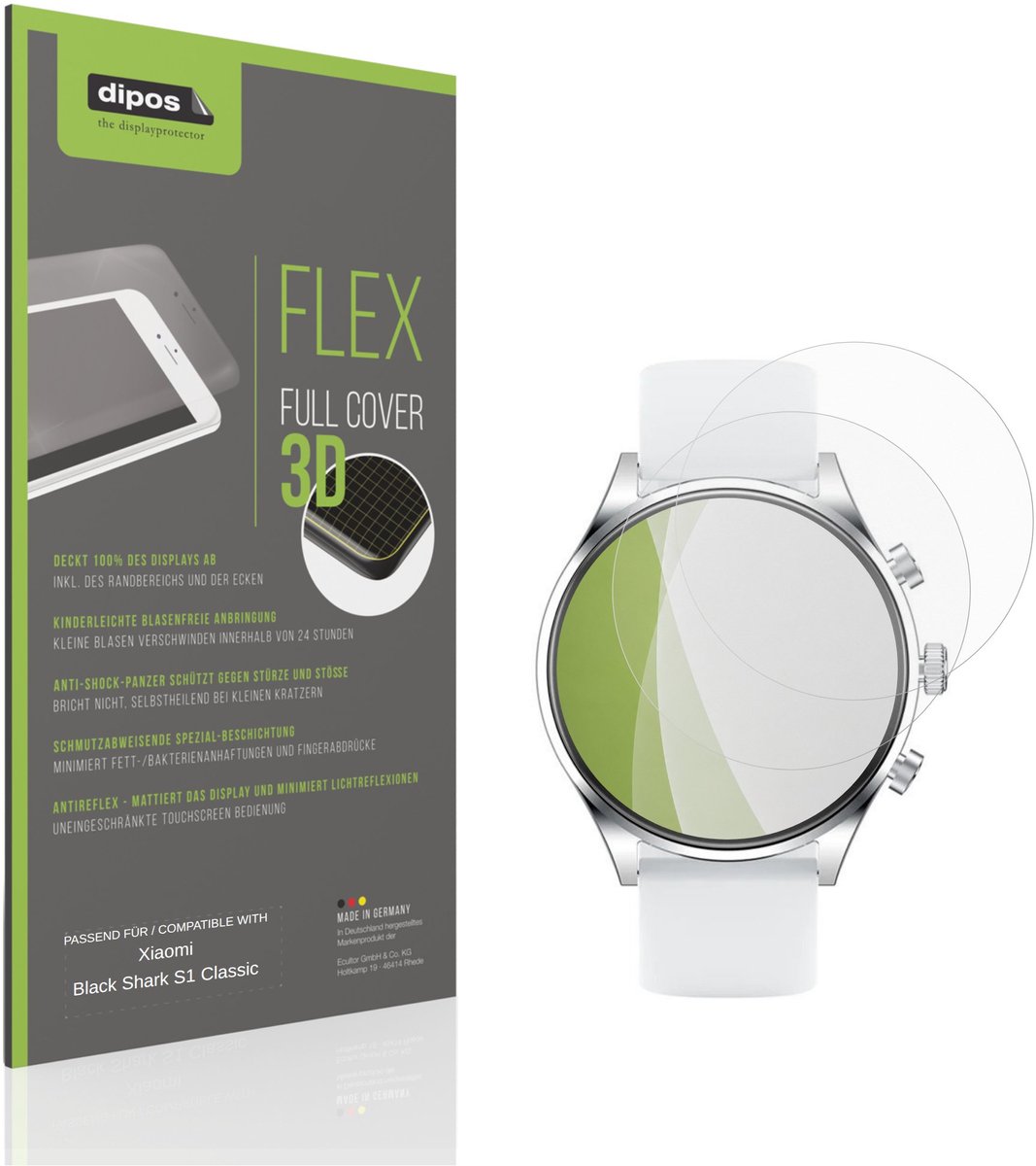 dipos FLEX – 2x Matte Screenprotector geschikt voor Xiaomi Black Shark S1 Classic | Volledige Schermbescherming | Case-Friendly