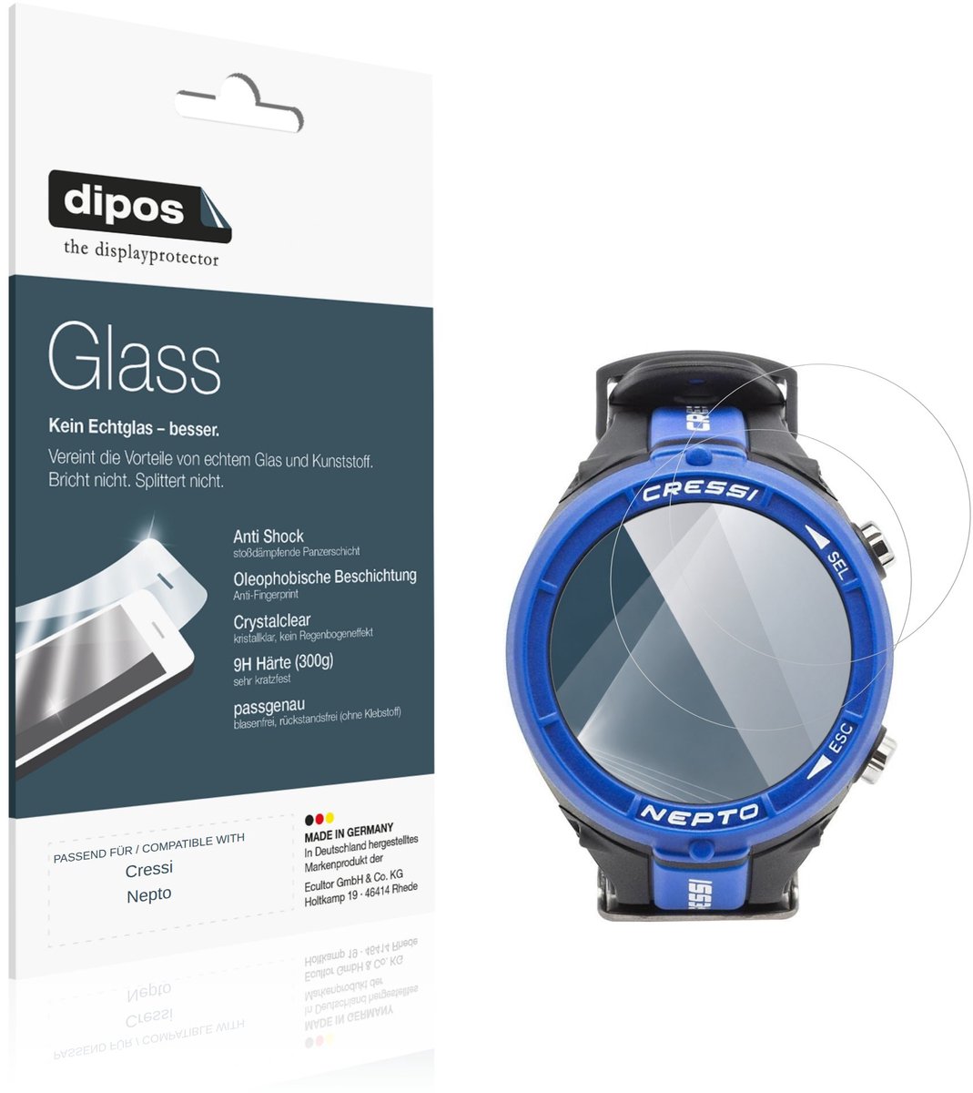 dipos – 2x Pantserfolie geschikt voor Cressi Nepto | 9H Screenprotector