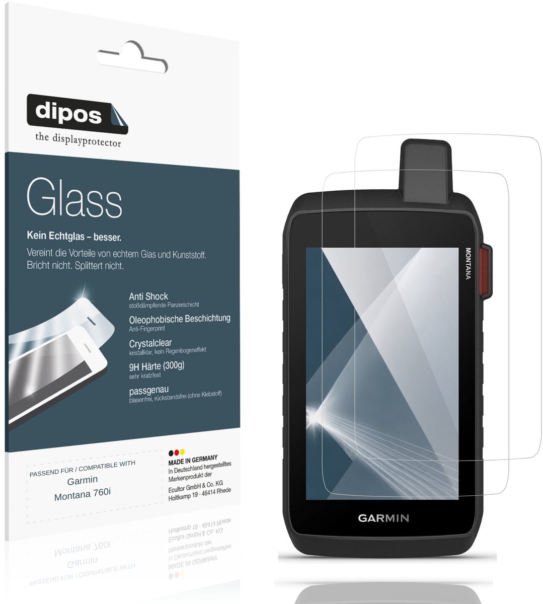 dipos – 2x Pantserfolie geschikt voor Garmin Montana 760i | 9H Screenprotector