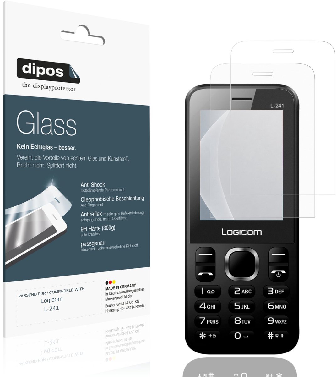 dipos – 2x Matte Pantserfolie geschikt voor Logicom L-241 | 9H Screenprotector