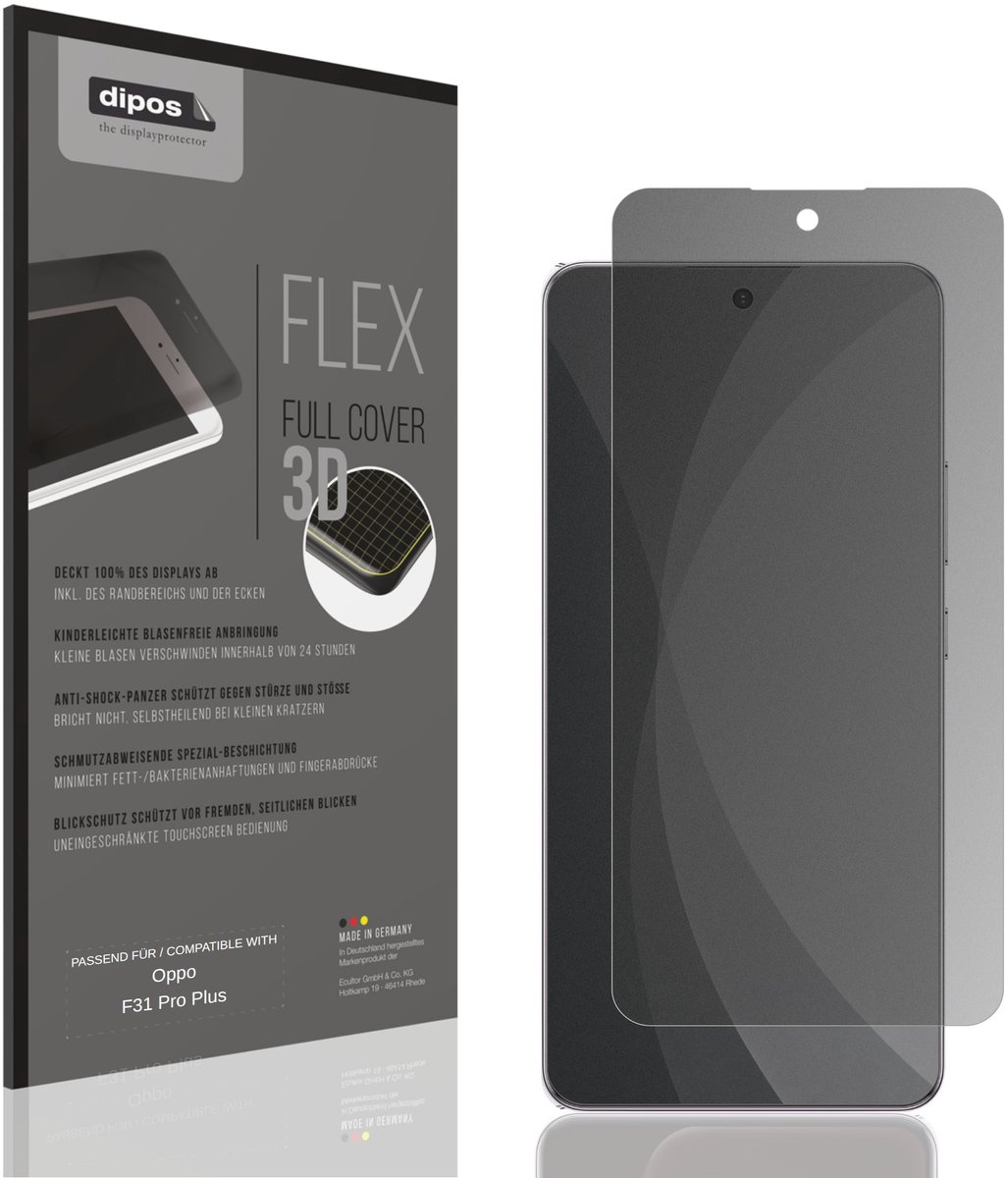 dipos FLEX – Matte Privacy Screenprotector geschikt voor Oppo F31 Pro Plus | Volledige Schermbescherming | Case-Friendly