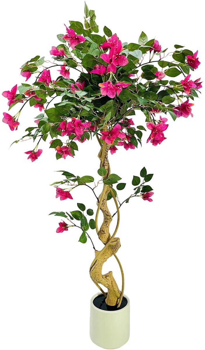 VILIMA - Kunstplant - Kunstbloemen - 120 cm hoog - Roze Bougainvillea boom - Hoogwaardige kwaliteit - Voor binnen en buiten - Incl. pot