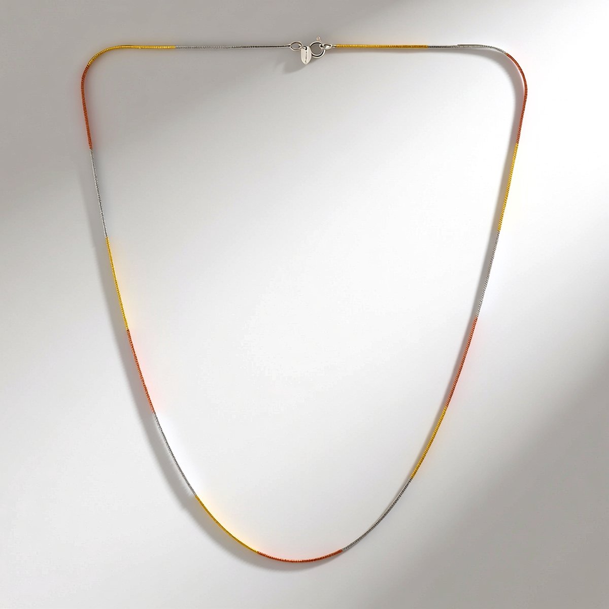Cavill - Elegante meerkleurige zilveren halsketting - 925 Sterling Zilver met Rhodiumlaag - 50 cm - Karabijnsluiting - Zilver, Goud & Roségoud