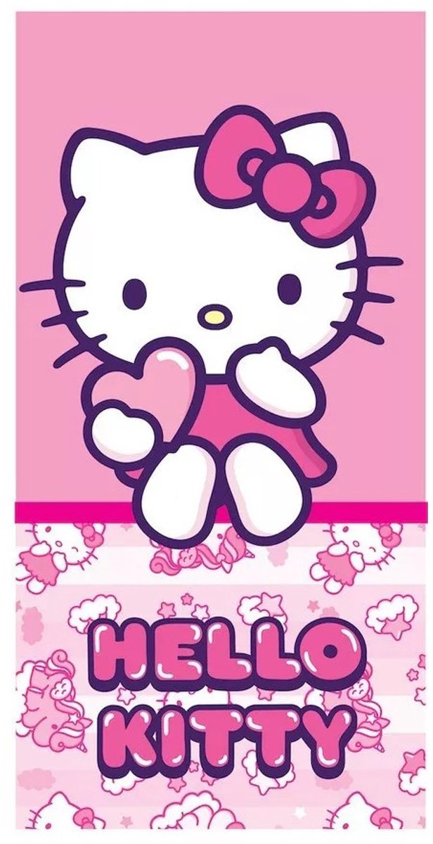Hello Kitty strandlaken Pinky Heart sneldrogend 70 x 140 cm - polyester