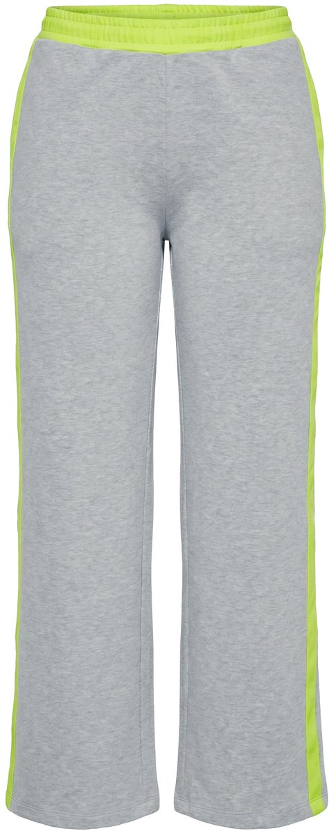 MIAMODA - Dames - heerlijfeatpants wijde pijpen elastische tailleband neon - Grijs melange - Maat 56
