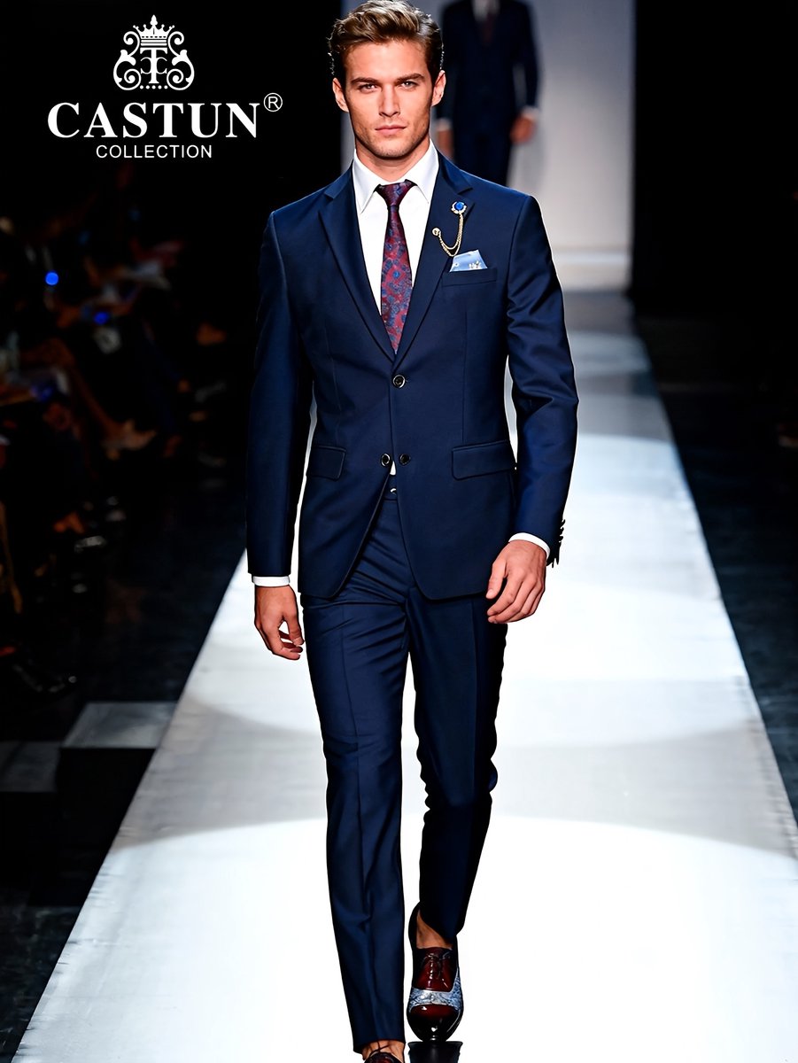 Currero 3 Delig Herenpak Met Overhemd Suit 2 Delig Tailored Fit Kostuum Business Pak Trouwpak Smoking Tuxedo Stijl Bruiloft Kantoor & Feest Diepblauw