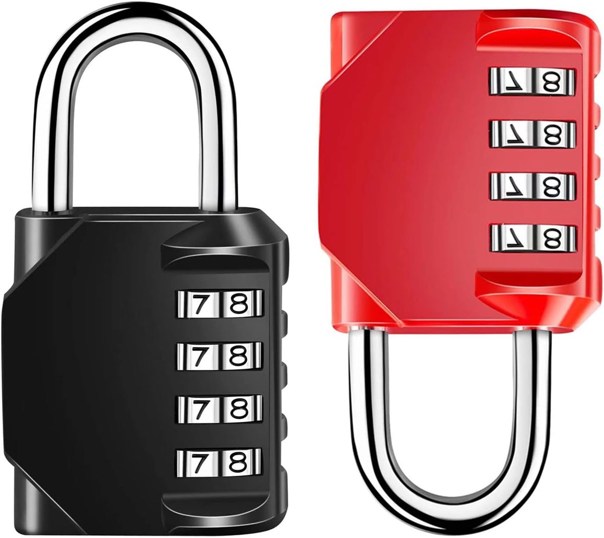 2 stuks combinatiesloten, eendelig dik hangslot, zinklegering hangslot met combinatiecode, robuust en veilig combinatieslot, hangslot