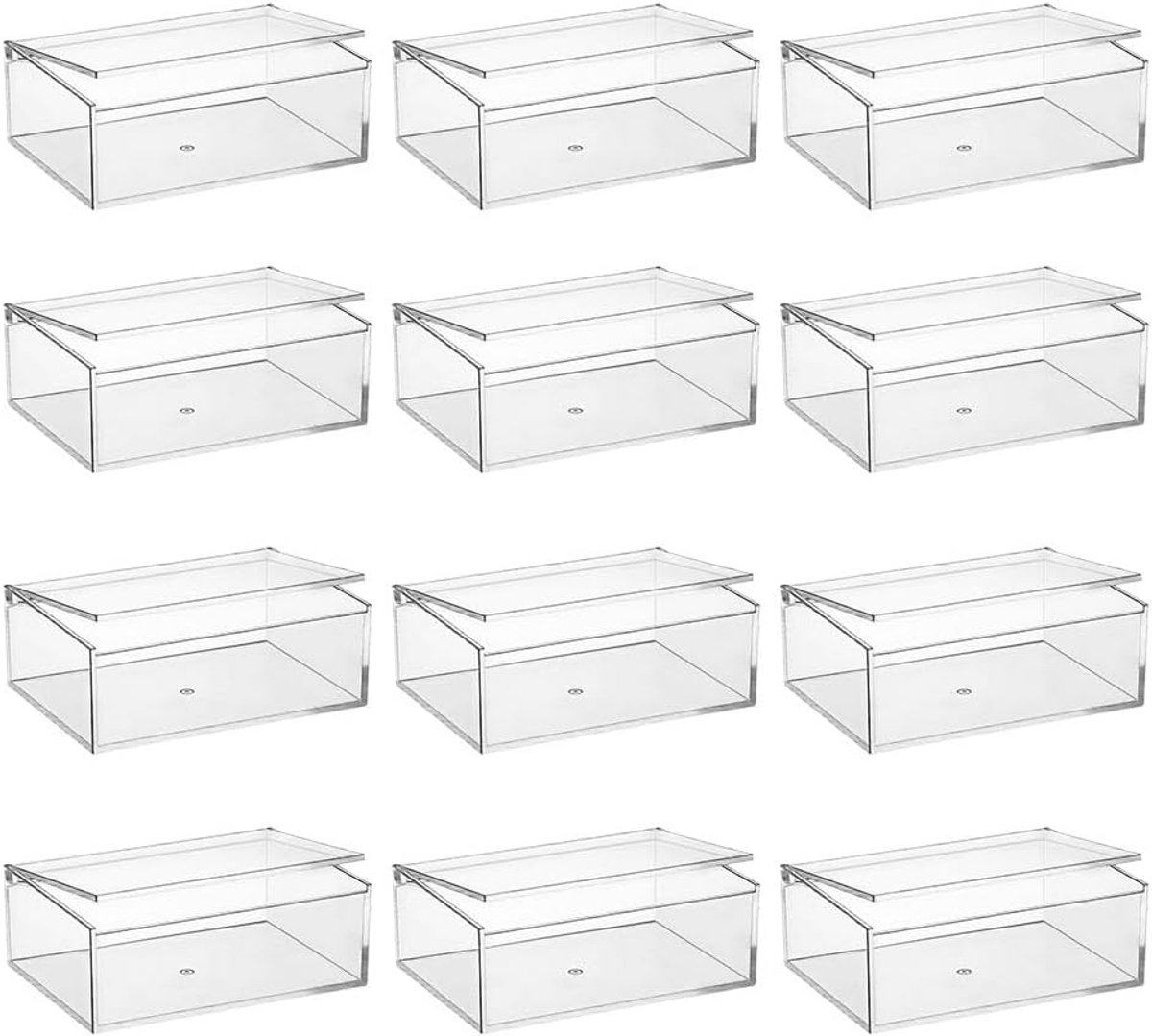 12 Stuks Heldere Acryl Dozen met Scharnierdeksel 14x10x2cm voor Opslag, Organisatie en Decoratie van Sieraden, Knutselmaterialen en Feestartikelen