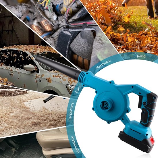 PODOFO Draadloze bladblazer - 2-in-1 - bladblazer én stofzuiger - Voor bladeren, sneeuw, zand & vuil - 24.000 RPM - 18V voor Makita accu — afbeelding 2