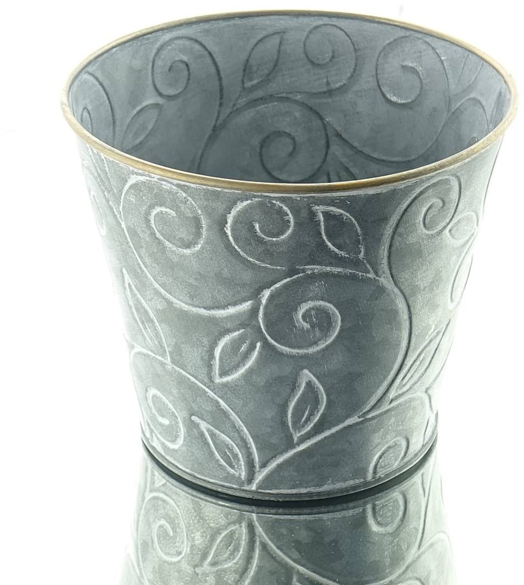 Scheulen zinken pot grijs conisch rankmotief goud rand Ø 14 cm