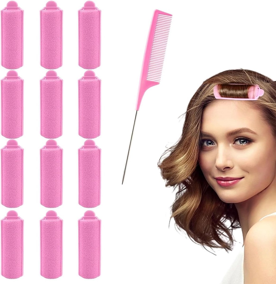 12 Stuks Haarrollers - Zachte Haarspiraalrollers Zonder Hitte voor Korte en Lange Krullen