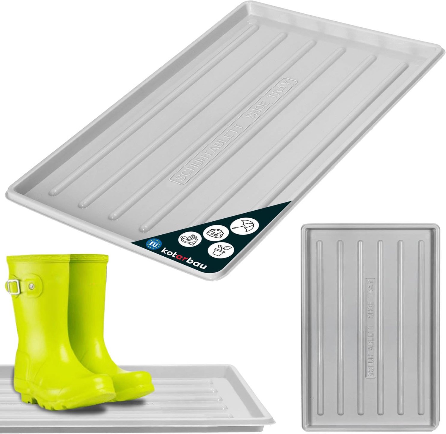 Famanu - Schoenenlekbak - Houdt de vloer schoon bij natte schoenen - Duurzaam kunststof - Grijs 1
