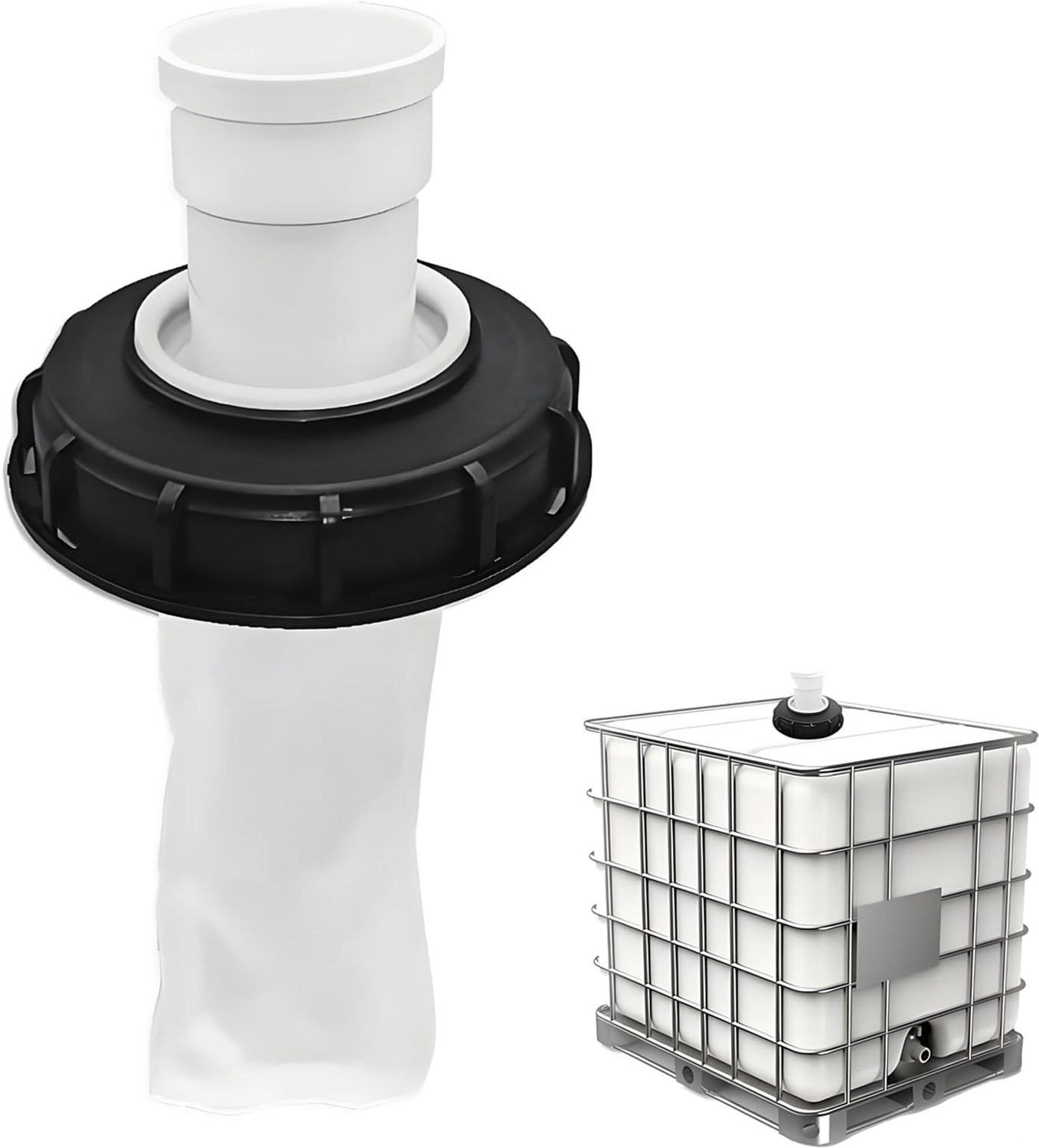 Famanu - IBC Dekselfilter - voorkomt vervuiling van regenwater - uitwasbaar nylon - zwart 1 stuk