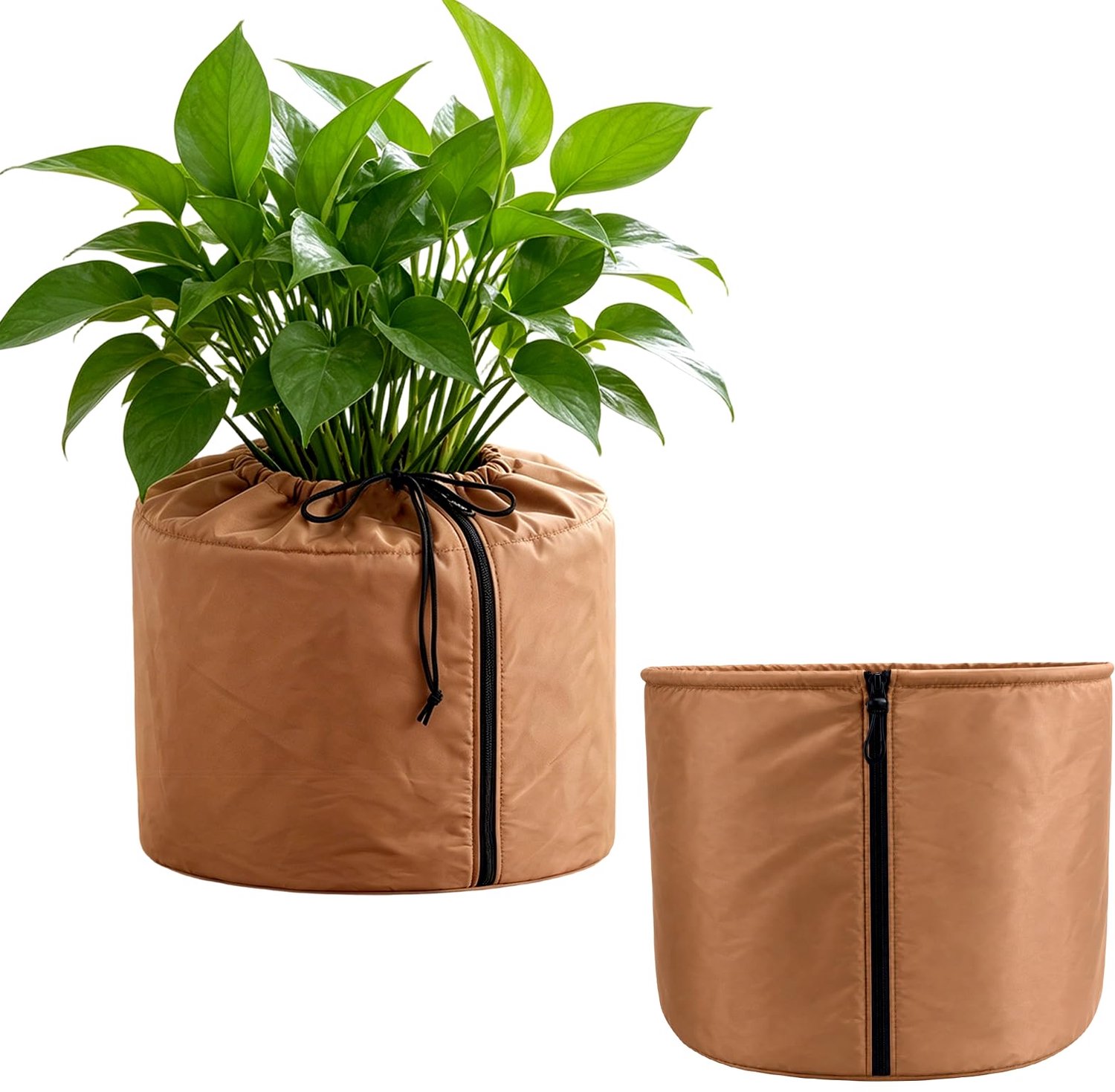 Famanu - Winterbescherming voor potplanten - Beschermt tegen vorst - Duurzaam polyester - Groen 2 stuks