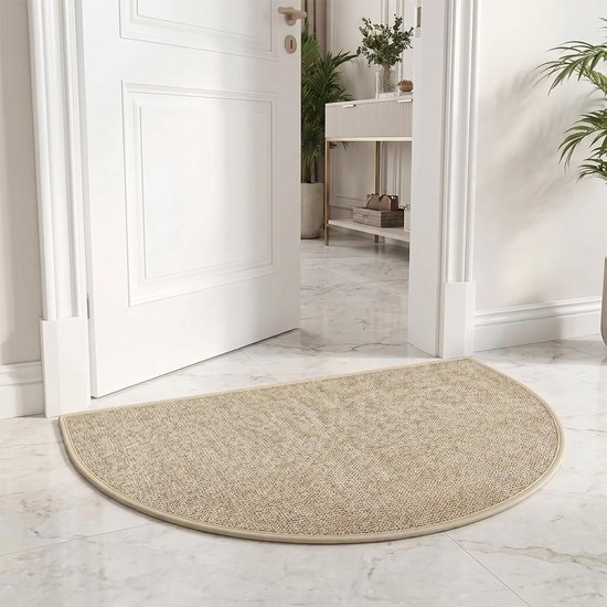 Famanu - Halfronde Vuilmat voor Binnen - Houdt je huis schoon en droog - Antislip en duurzaam - Grijs 1 stuk