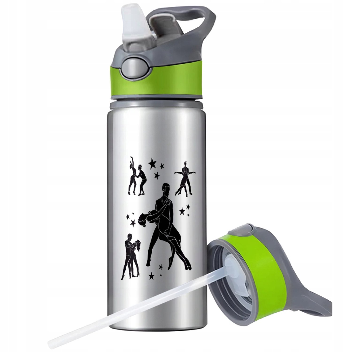 Aluminium Sport Bidon 650ml met Rietje en Handvat - Merkloos