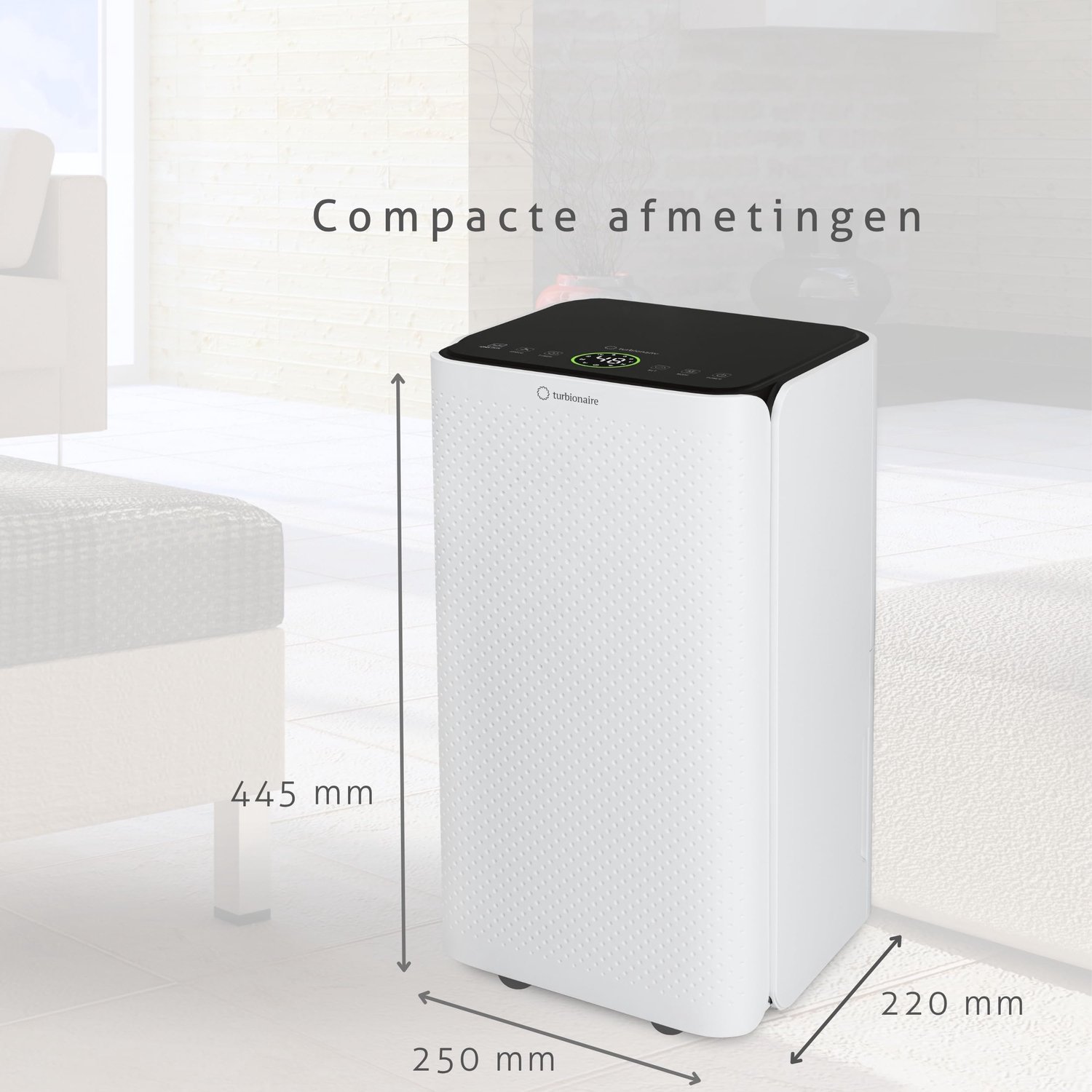 Luchtontvochtiger Draagbaar - 12 L/24u Capaciteit - 200 Watt Vermogen - Kunststof Materiaal - Wit Kleur - Voor Slaapzaal Gebruik