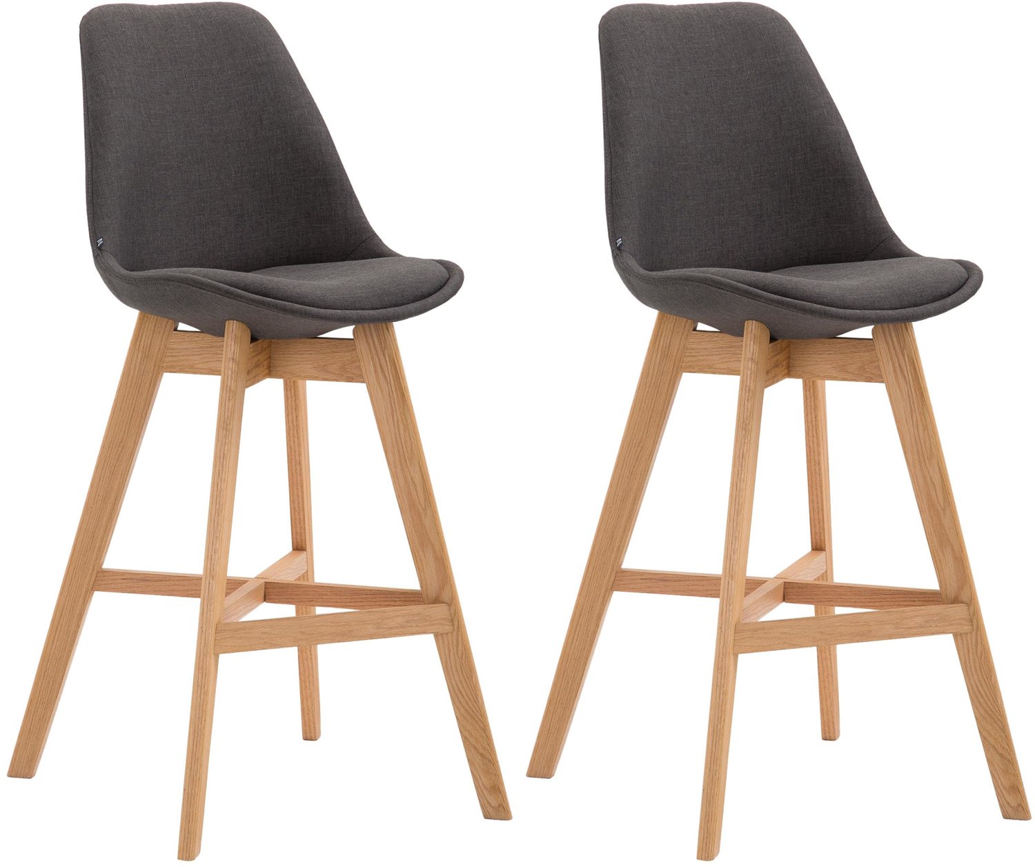 Barkruk - Set van 2 - Zithoogte 76 cm - Stof - Donkergrijs