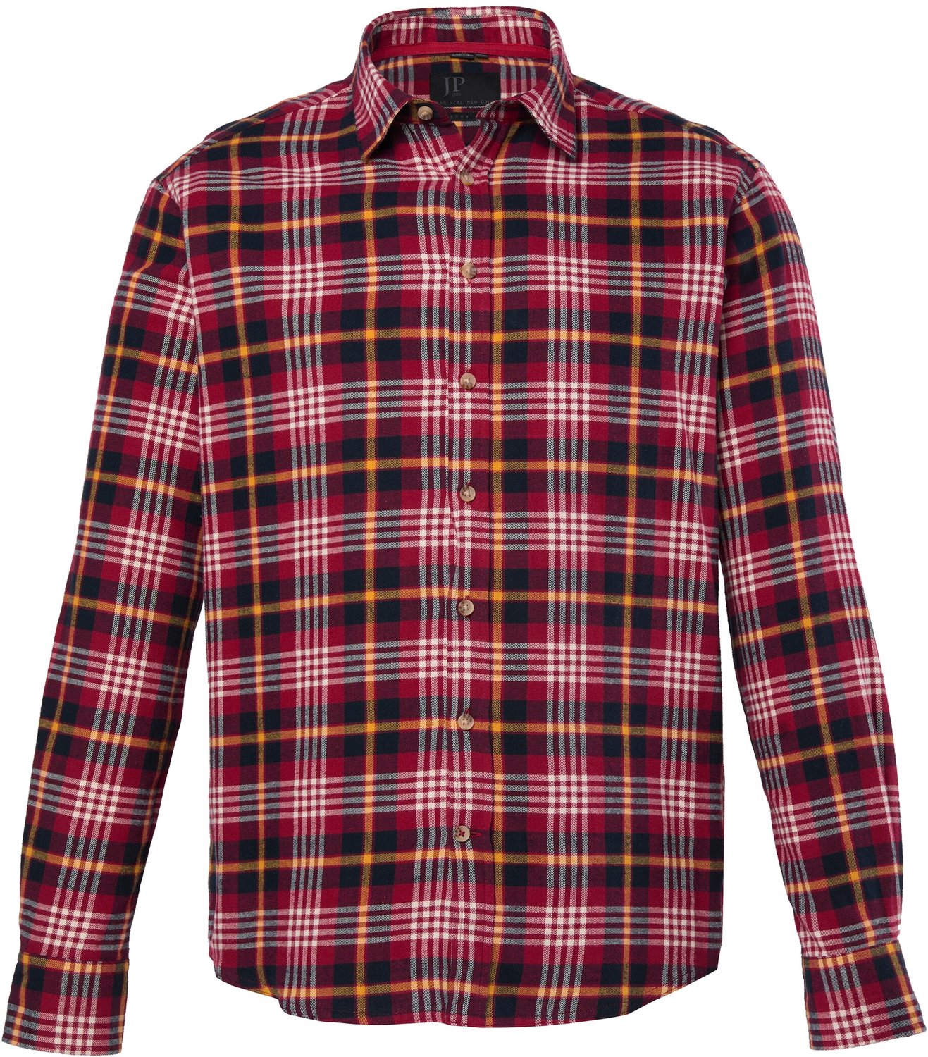 JP 1880 - Heren - Flanellen overhemd Modern Fit - Donkerrood - Maat 3XL