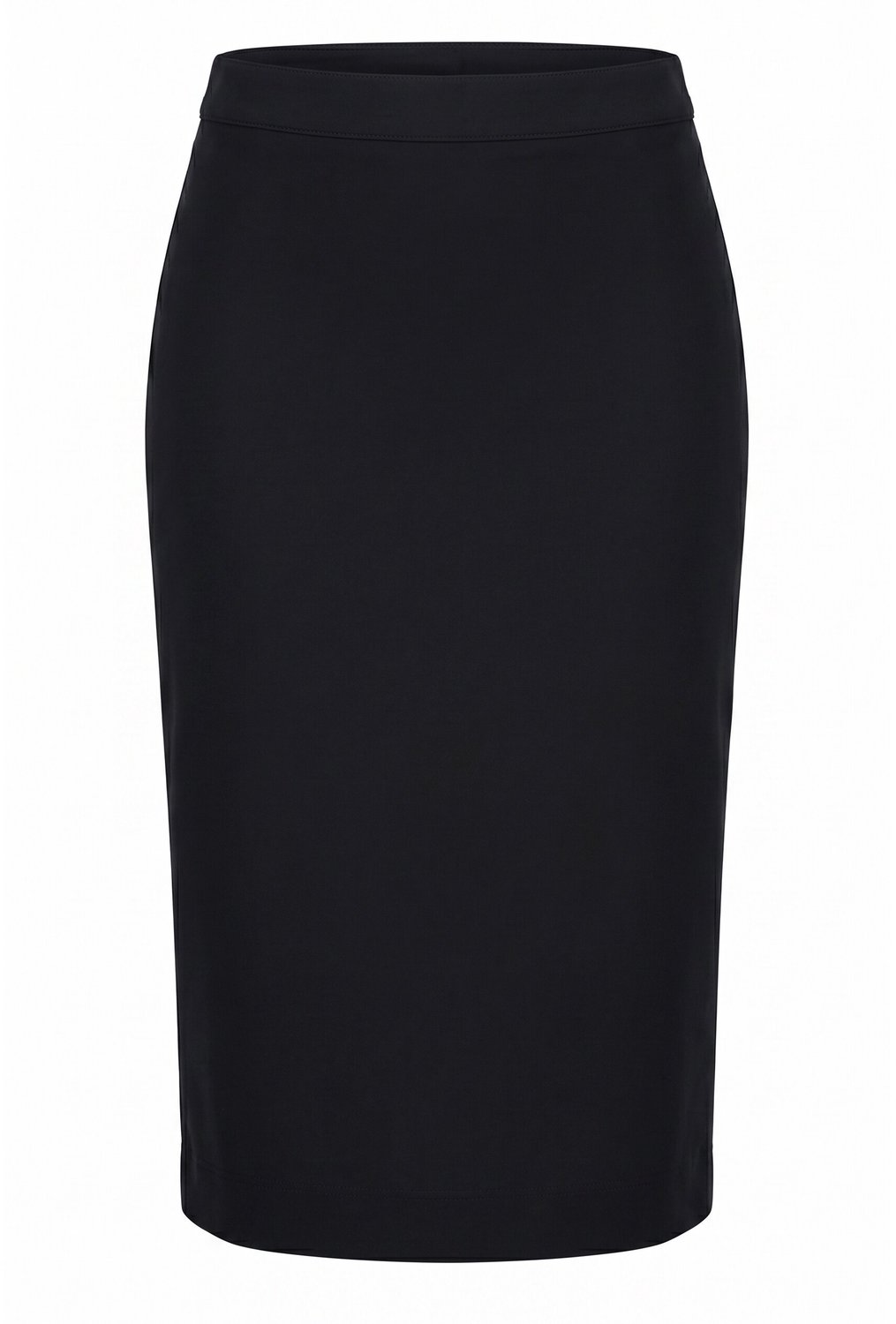 Ulla Popken - Dames - Midi-rok gebreide rok zoomsplit elastische band - Zwart - Maat 42+