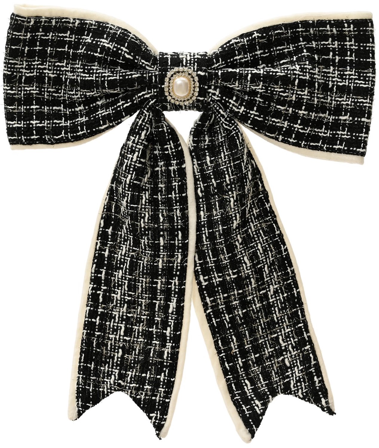 Kaemingk kerststrik zwart champagne 32,5 cm met broche