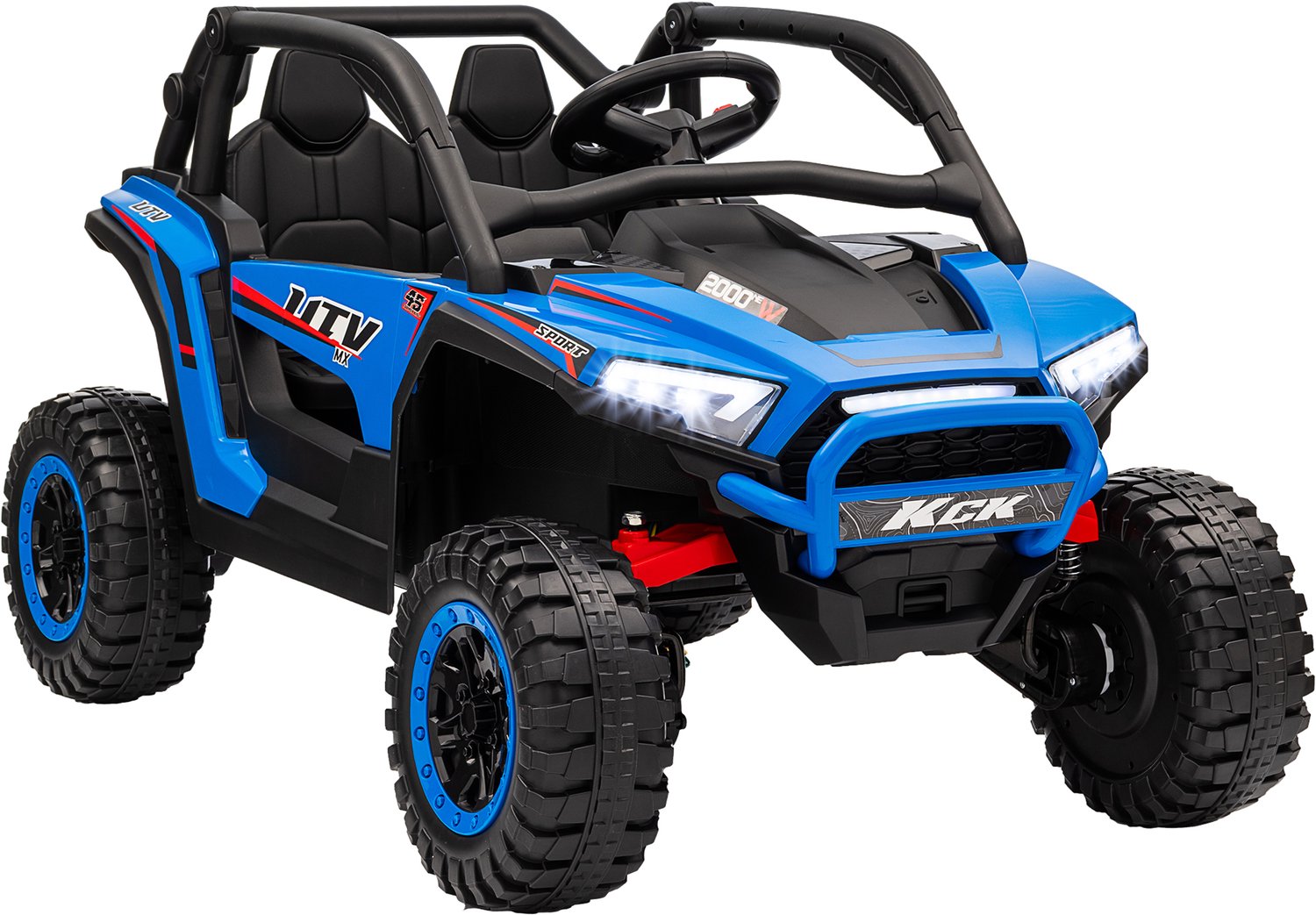 Playon Elektrische kinderauto met afstandsbediening - 2-zits - 4 motoren - Met verlichting en muziek - 117 x 72 x 67 cm - Blauw