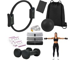 Pilates set - 11-delig - met weerstandsbanden - zwart