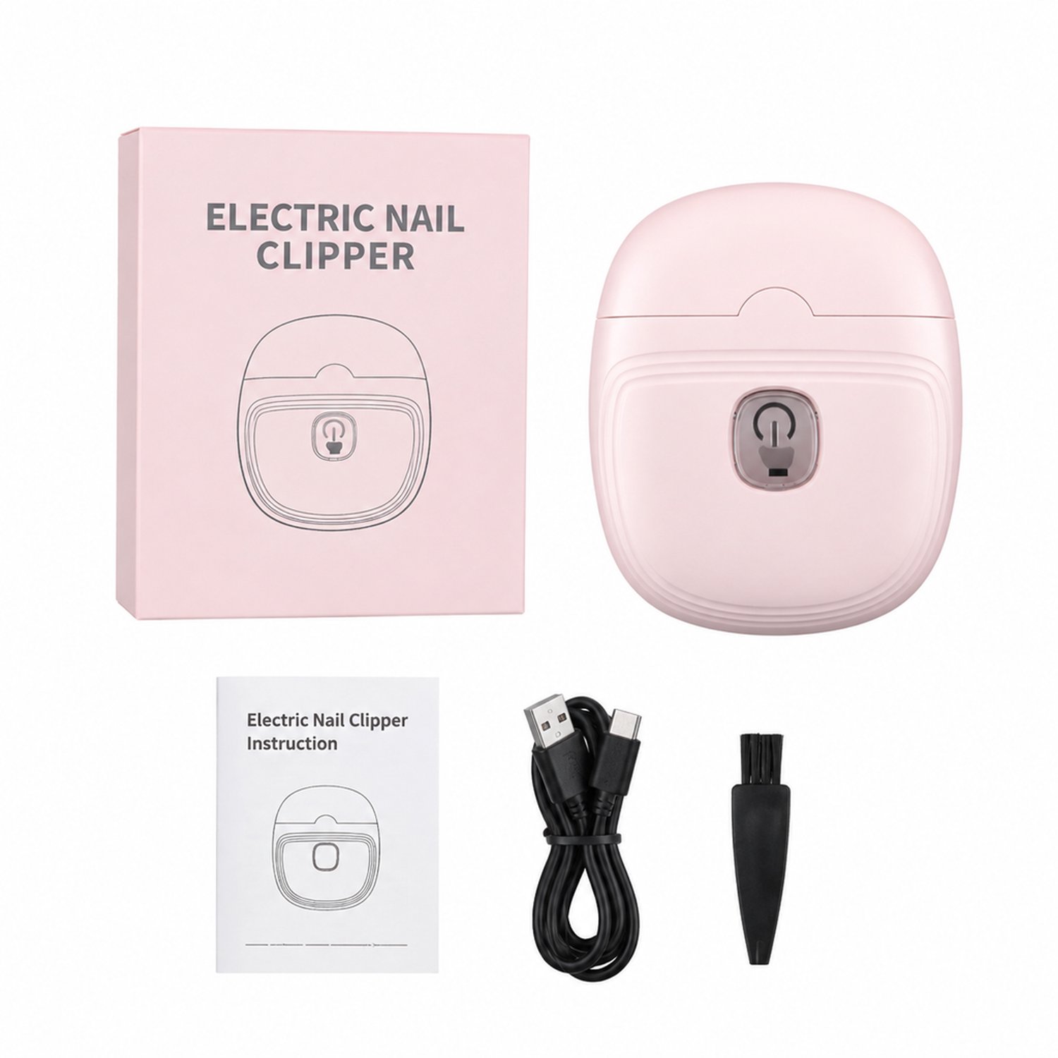 elektrische nagelknipper - 88,7 g - lichtroze, minimalistisch ontwerp - voor thuis - Engelstalige verpakking