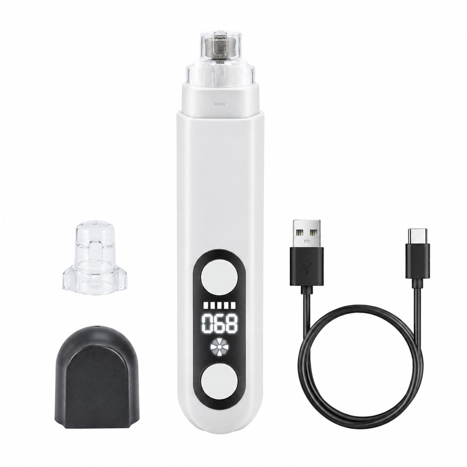Elektrische nagelknipper voor huisdieren - oplaadbaar - met licht en instelbare werking - voor katten en honden - wit