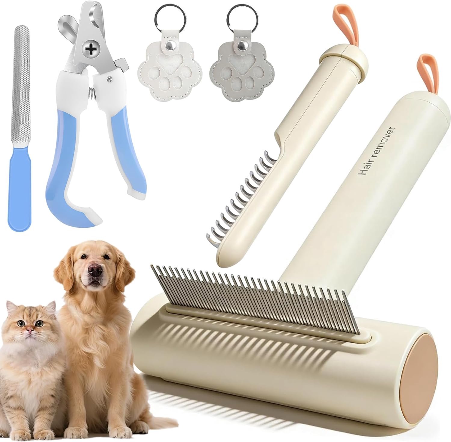 Famanu - 3-in-1 Dierenborstel voor Honden en Katten - ideaal voor het verwijderen van losse haren - inclusief nagelknipper - kleur onbekend