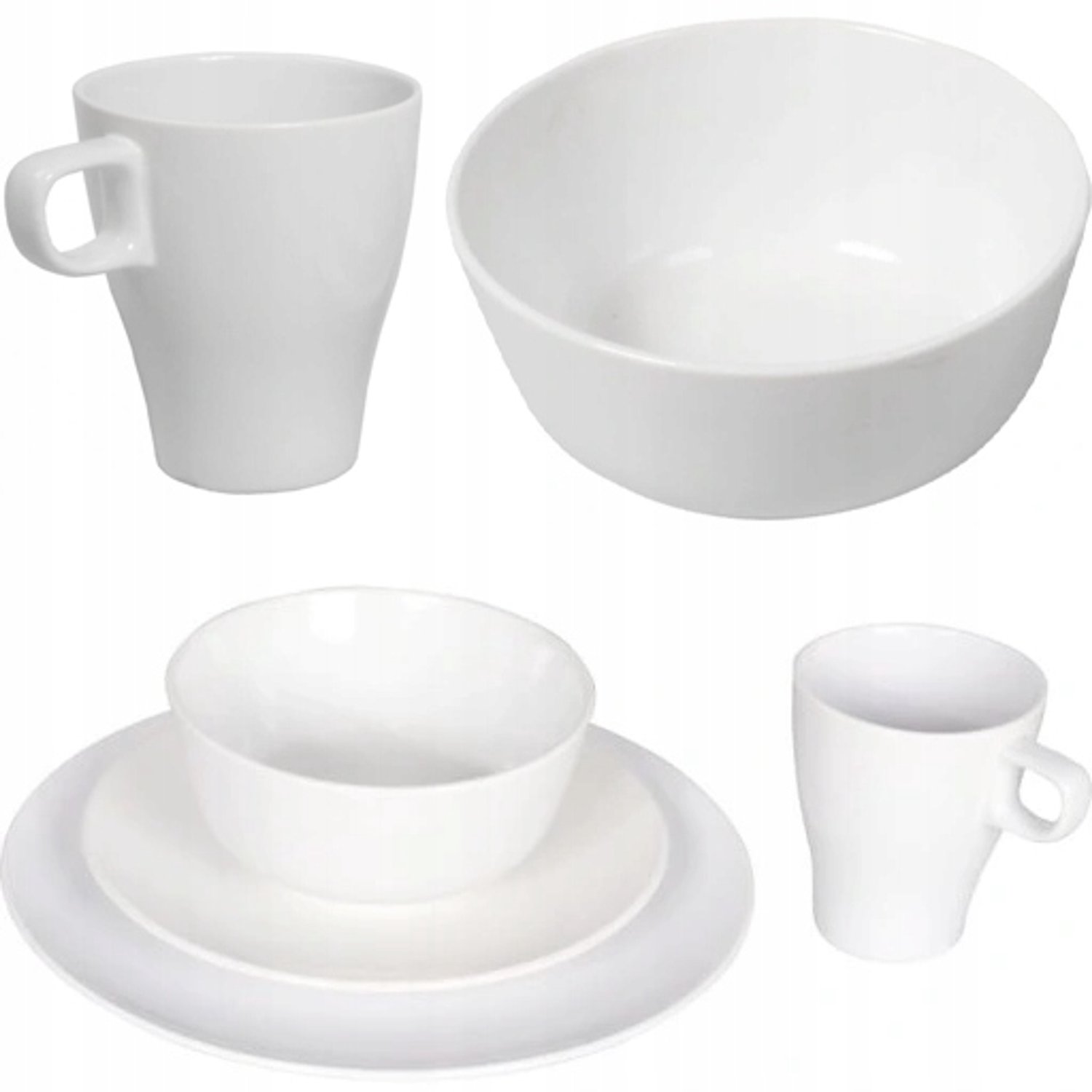 4-delig servies wit keramiek, vaatwasser- & magnetronbestendig