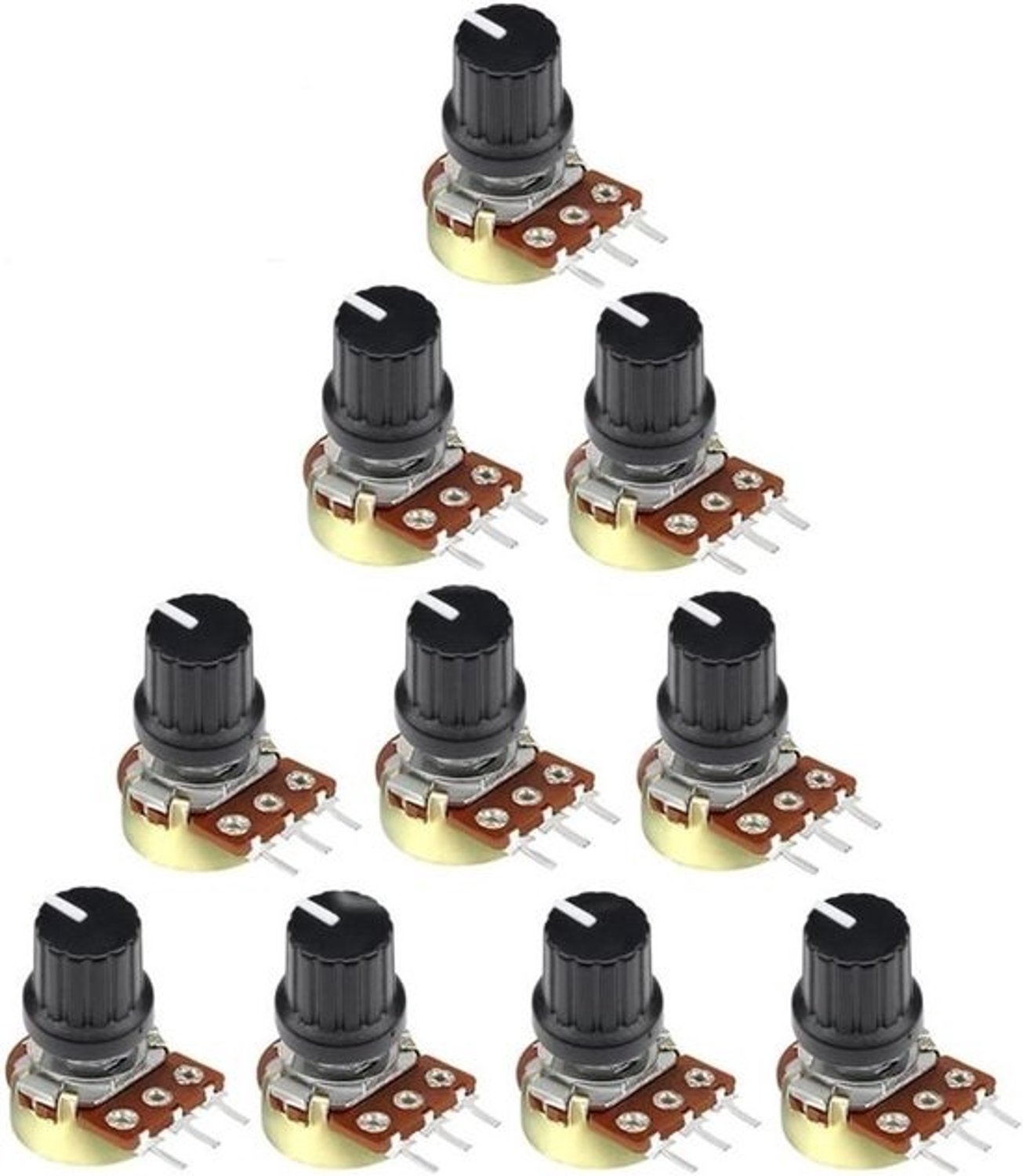 Potentiometer - Draaipotentiometer met variabele weerstand - Voor elektronische aanpassingen - Lineaire taper - 1K ohm - Zilverkleurig