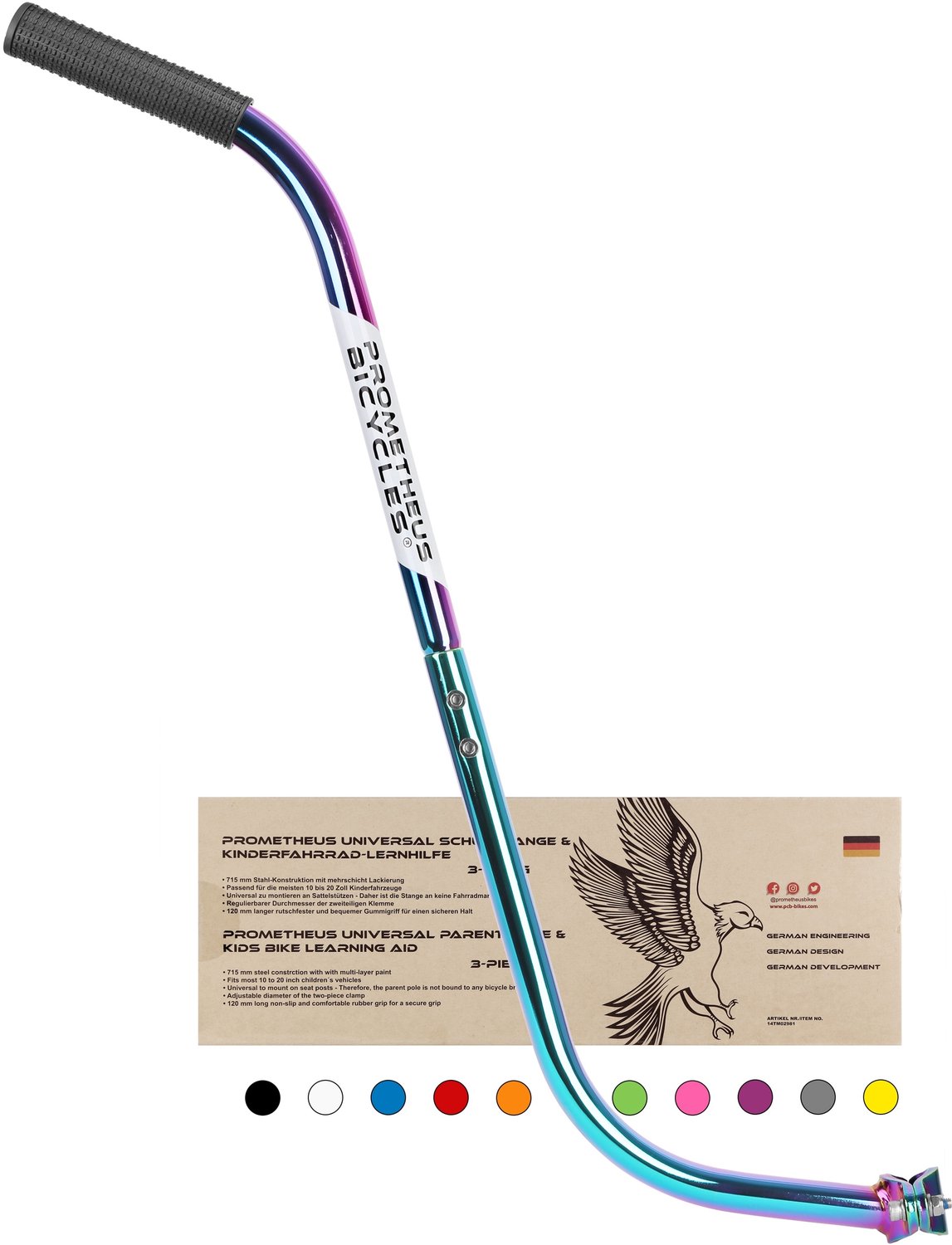 Duwstang kinderfiets - 10-20 inch - Staal - 630 mm - Multicolor