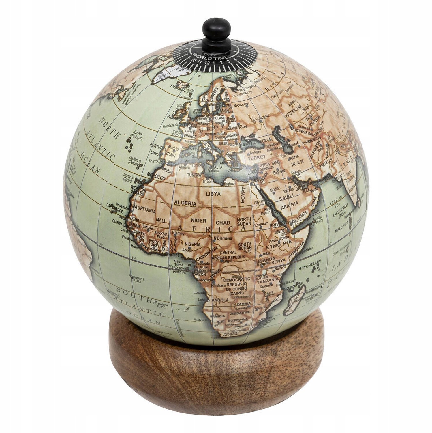 Decoratieve Houten Wereldbol Ø 10 cm - Bureau & Woonkamer Decoratie