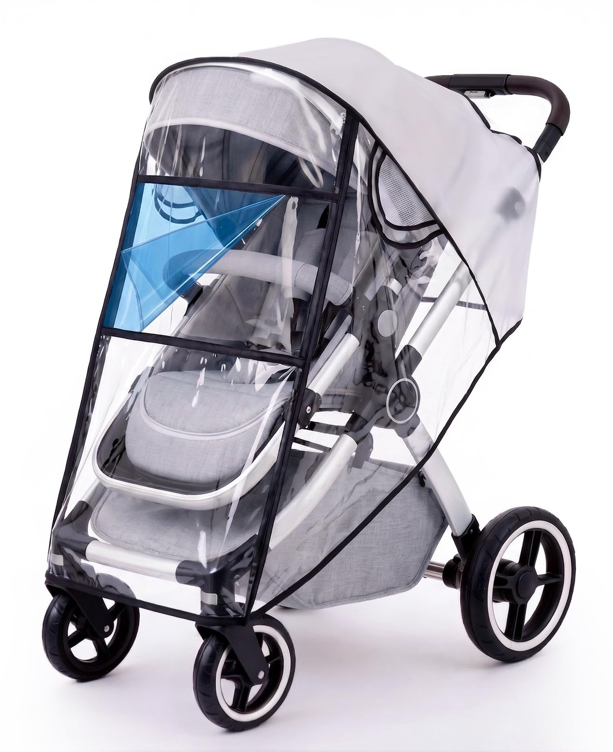 Famanu - Regenponcho voor Kinderwagen - Bescherming tegen regen en wind - Transparante venster voor zicht - Zwart 1 stuk