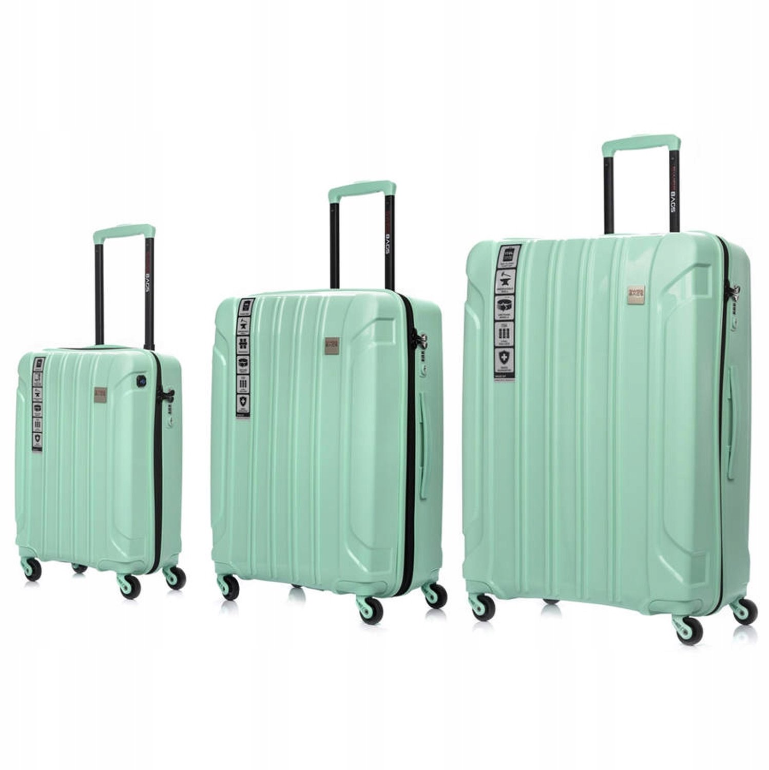 Set van 3 Koffers: Handbagage, Medium & Groot - Mintgroen