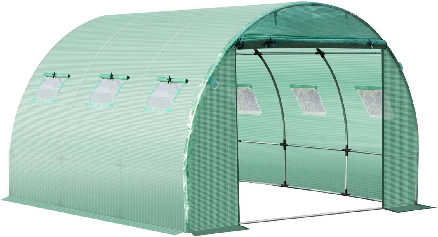 Sunona Reservefolie voor tunnelkas - Met 6 ramen en roldeur - 300 x 300 x 200 cm - Groen
