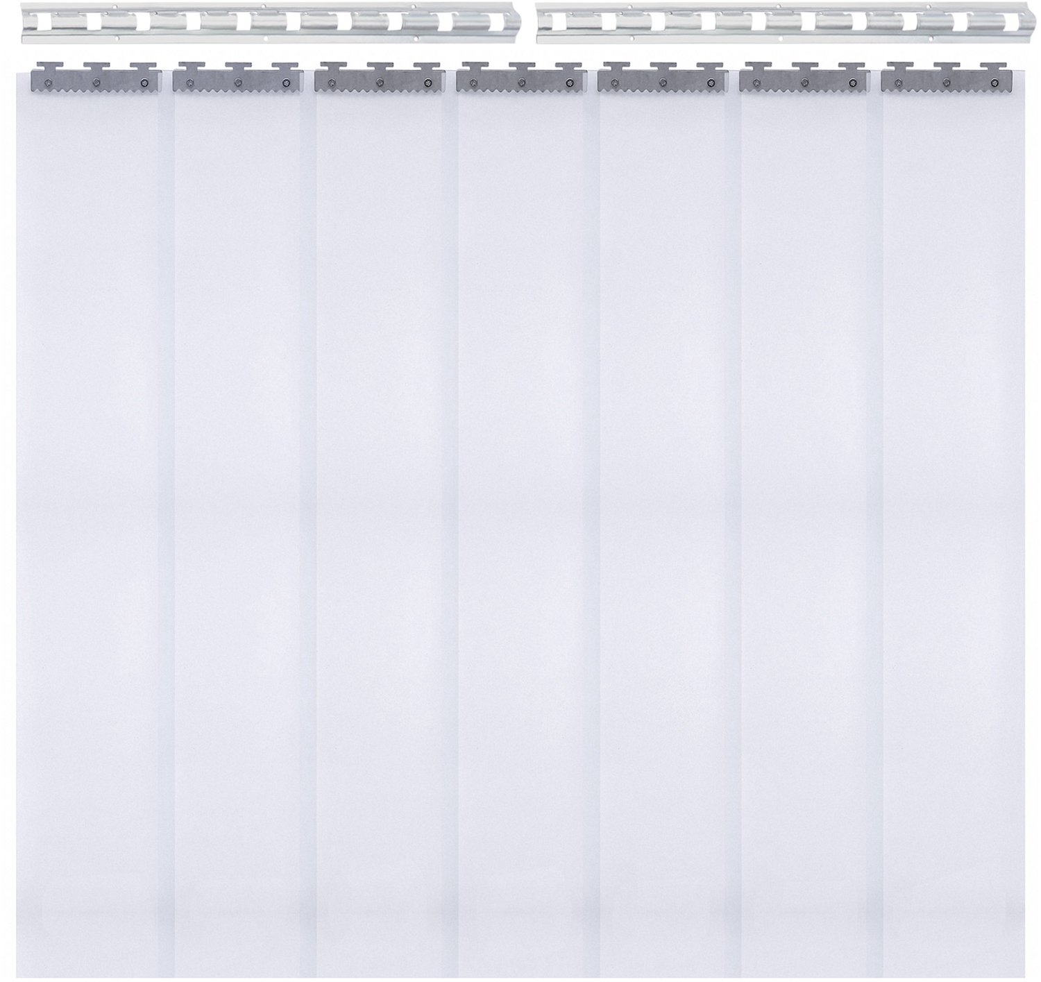 Zoranta PVC Strokengordijn 7-delige set transparant 2m x 18cm x 2mm met ophangrail en bevestigingsmateriaal