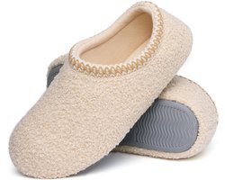 Homaxy - Dames Pantoffels - Sloffen - Warme pantoffels - Comfeet - Anti-slip -Beige - 39 - Geschikt voor een voetlengte van 23.6cm