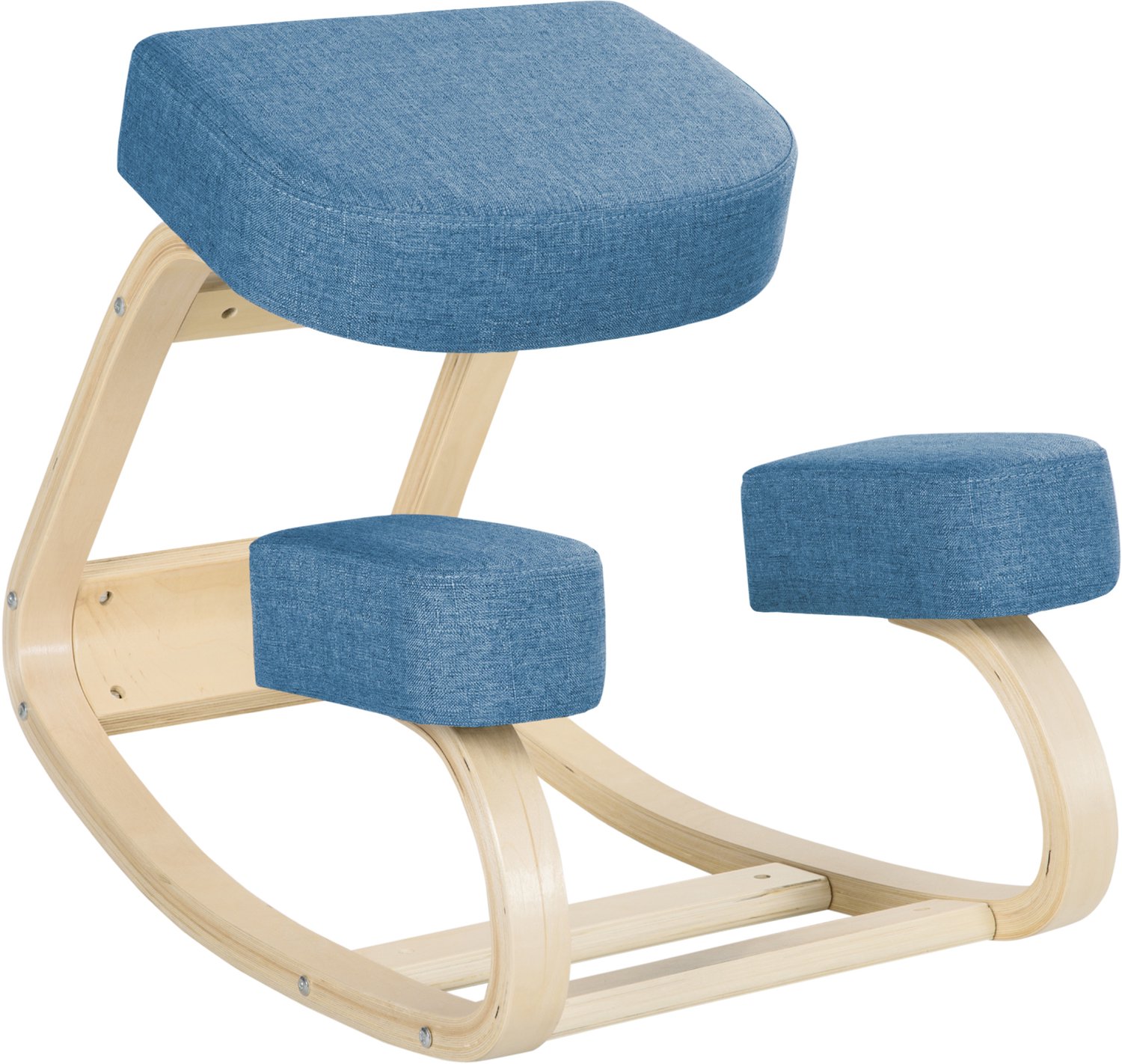 Vinona Ergonomische kniestoel - Met kantelfunctie - Massief berkenhouten frame - Met 10 cm dikke kussens - 51 x 69 x 58 cm - Blauw