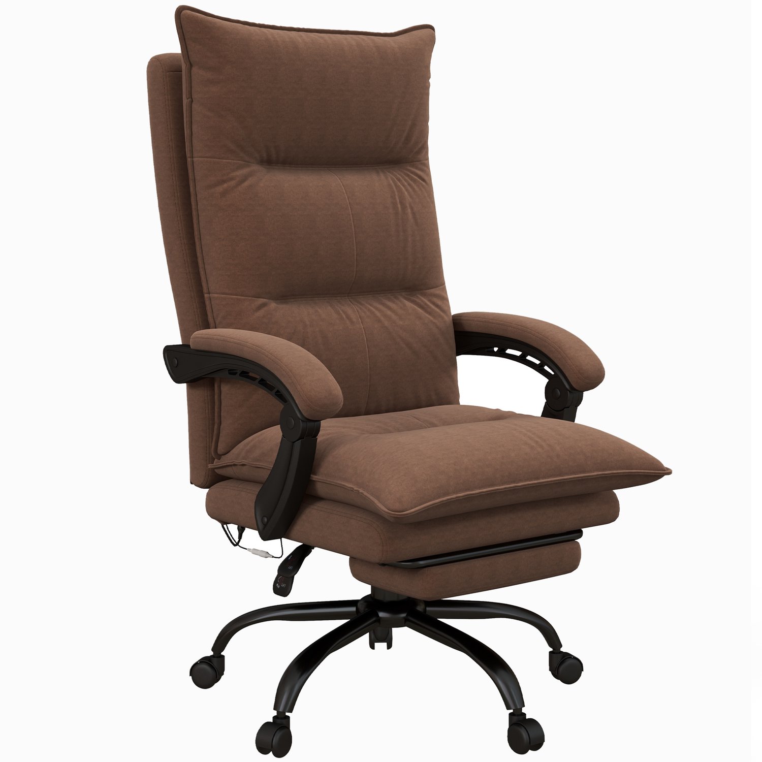 Vinona Bureaustoel met massagefunctie - Met verwarming en voetensteun - In hoogte verstelbaar - 66 x 74 x 114-121,5 cm - Bruin