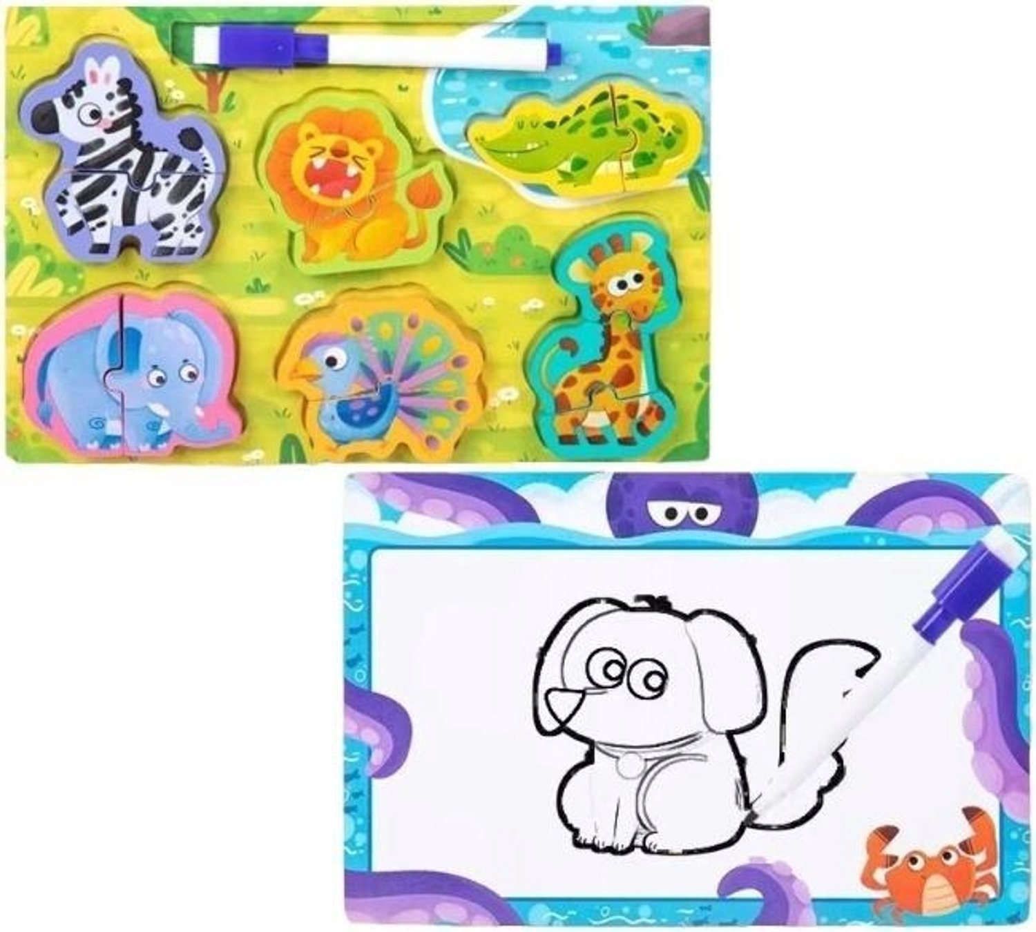 2-in-1 Houten Puzzel & Whiteboard voor Kinden