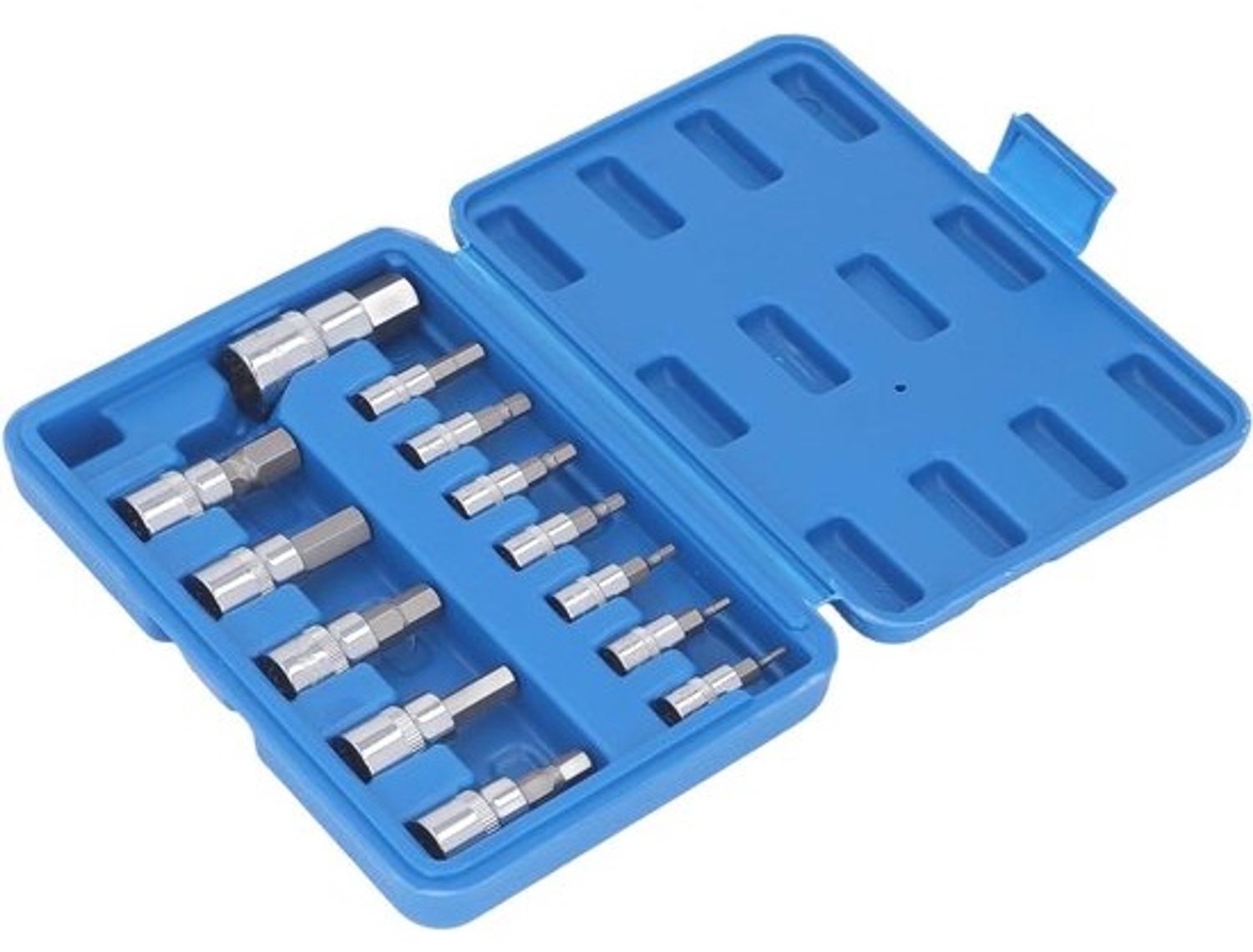 13cs Hexit socketset - 1/4, 3/8, 1/2 inch drive - H2 tomm hexit kit voor onderhoud en reparatie, CRV en staal, opbergkoffer inbegrepen