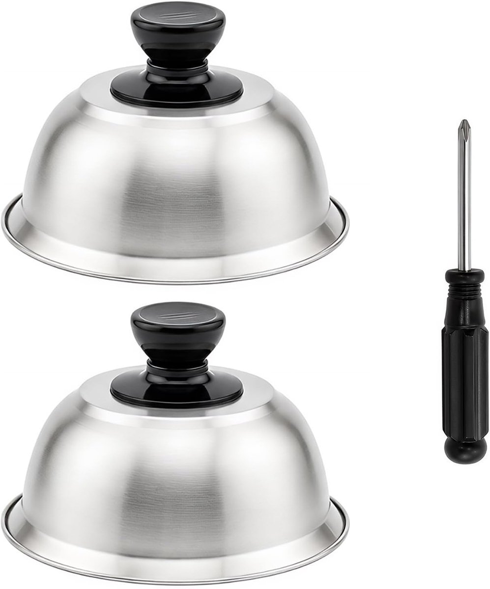 4 Stuks Burgerbel, Hamburgerdeksel Smeltkap met Handvat, Vaatwasmachinebestendige Burgerkap voor Barbecue, Keuken, Biefstuk, Teppanyaki, Grillplaat en Bakplaat, vaatwasmachinebestendig