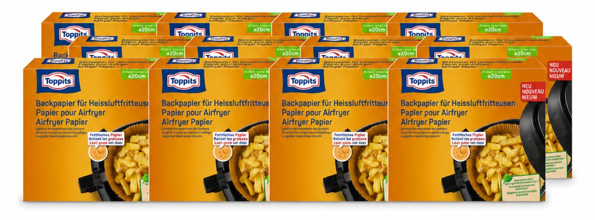 12 x Toppits – Airfryer Papier – 20 cm – 20 Zakjes - Voordeelverpakking - 12 stuks